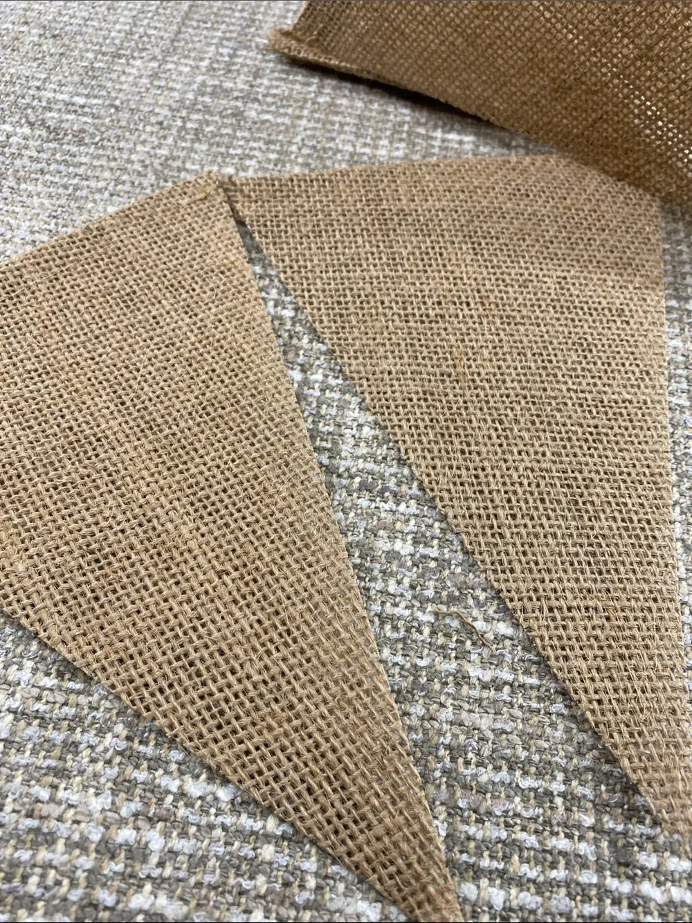 Burlap Triangle Pennant Banner in Natural Tan 70” long pack of 5